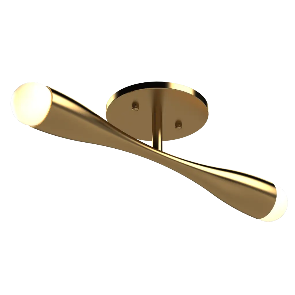 Modern gold ceiling light fixture with white background