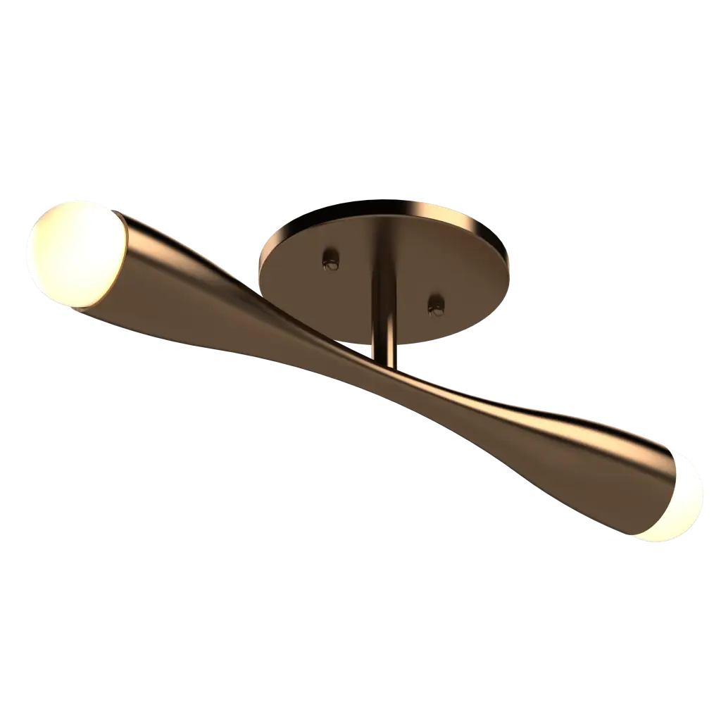 Modern bronze ceiling light fixture with white background