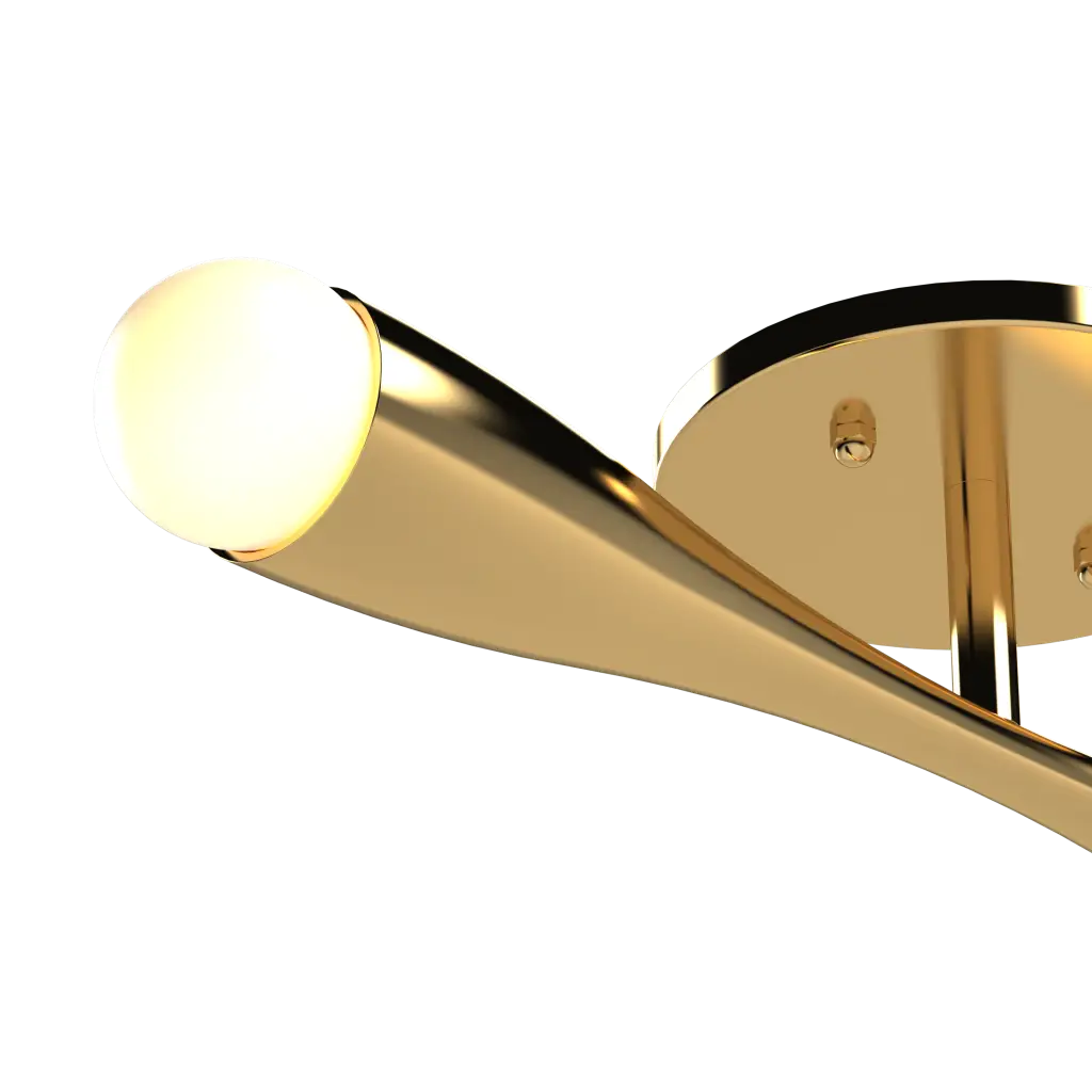 Modern gold ceiling light fixture with white background
