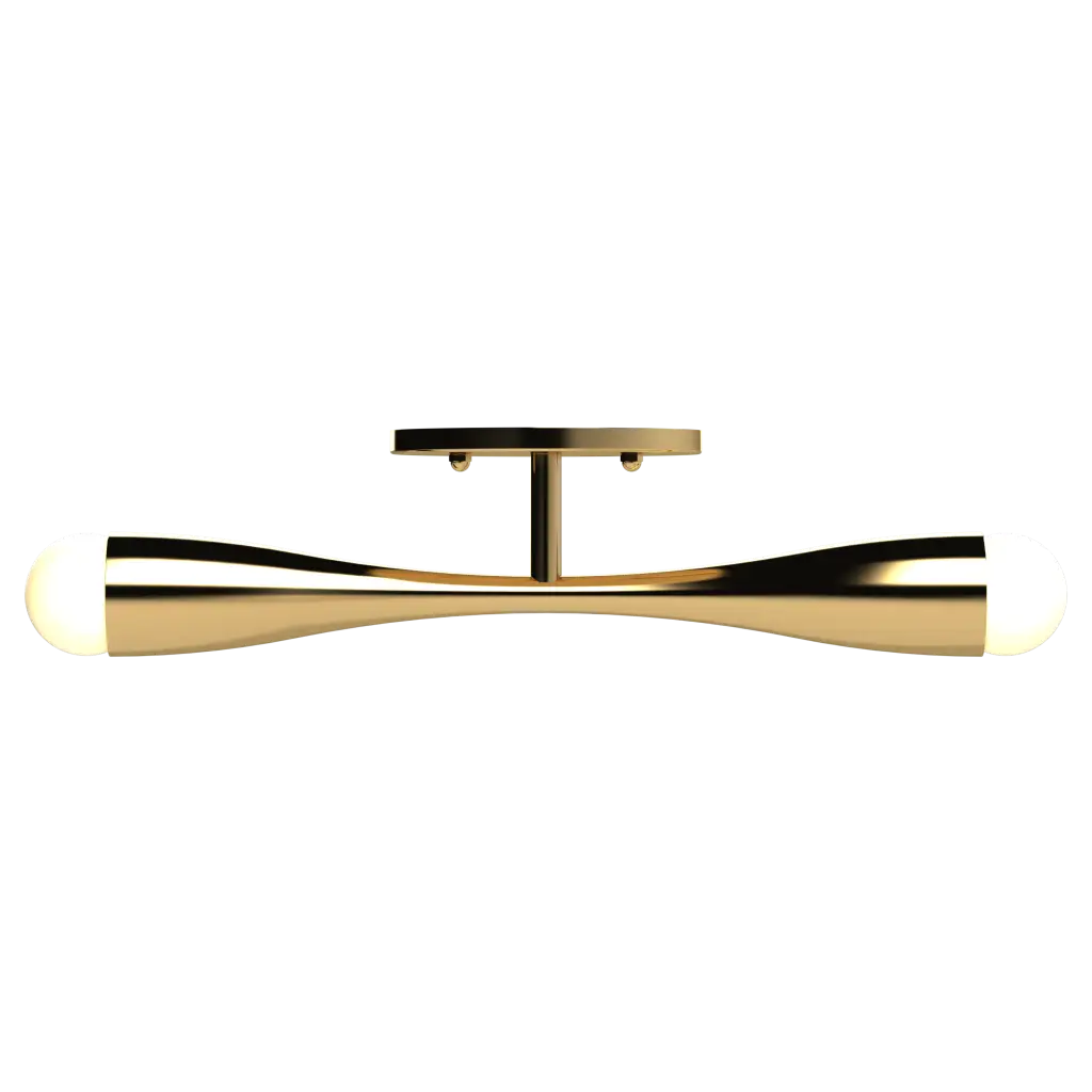 Modern gold ceiling light fixture with white background