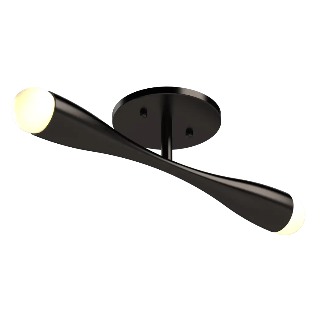 Modern black ceiling light fixture with white background