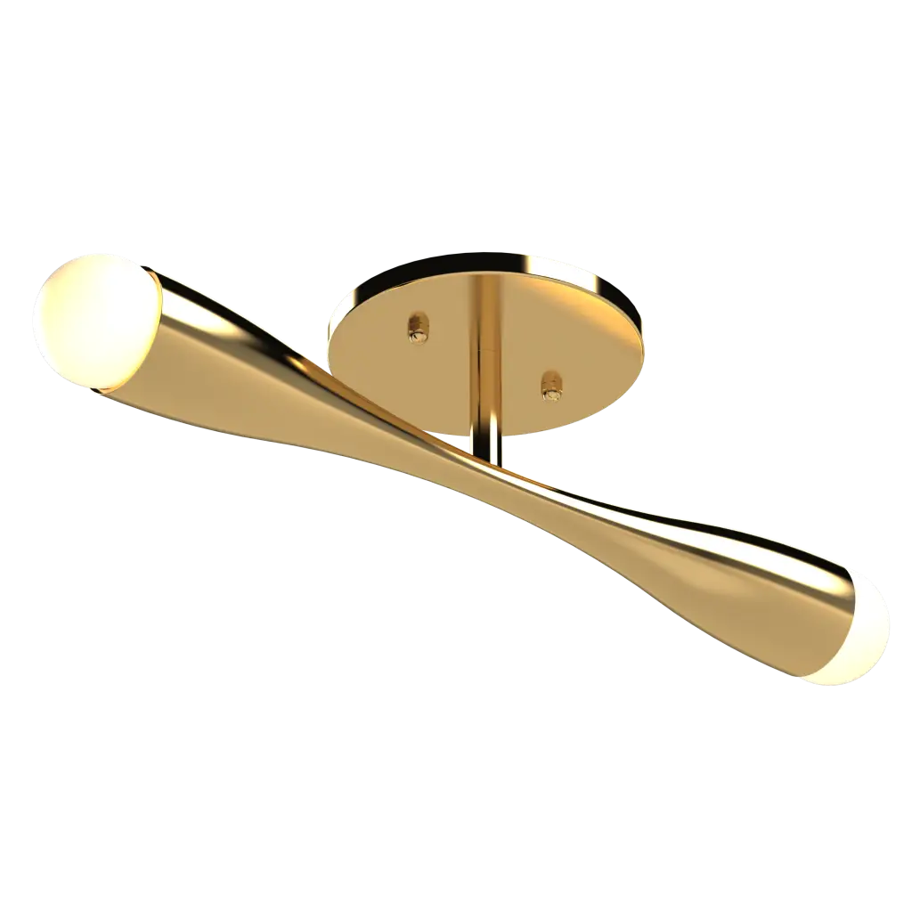 Modern gold ceiling light fixture with white background