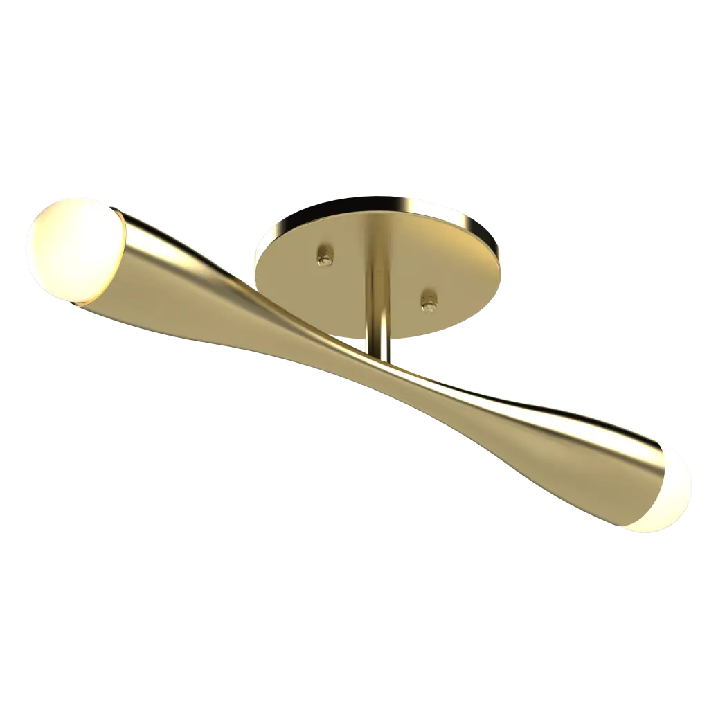 Modern gold ceiling light fixture with white background