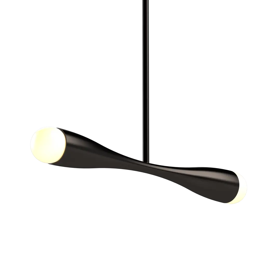 Modern black pendant light on a white background