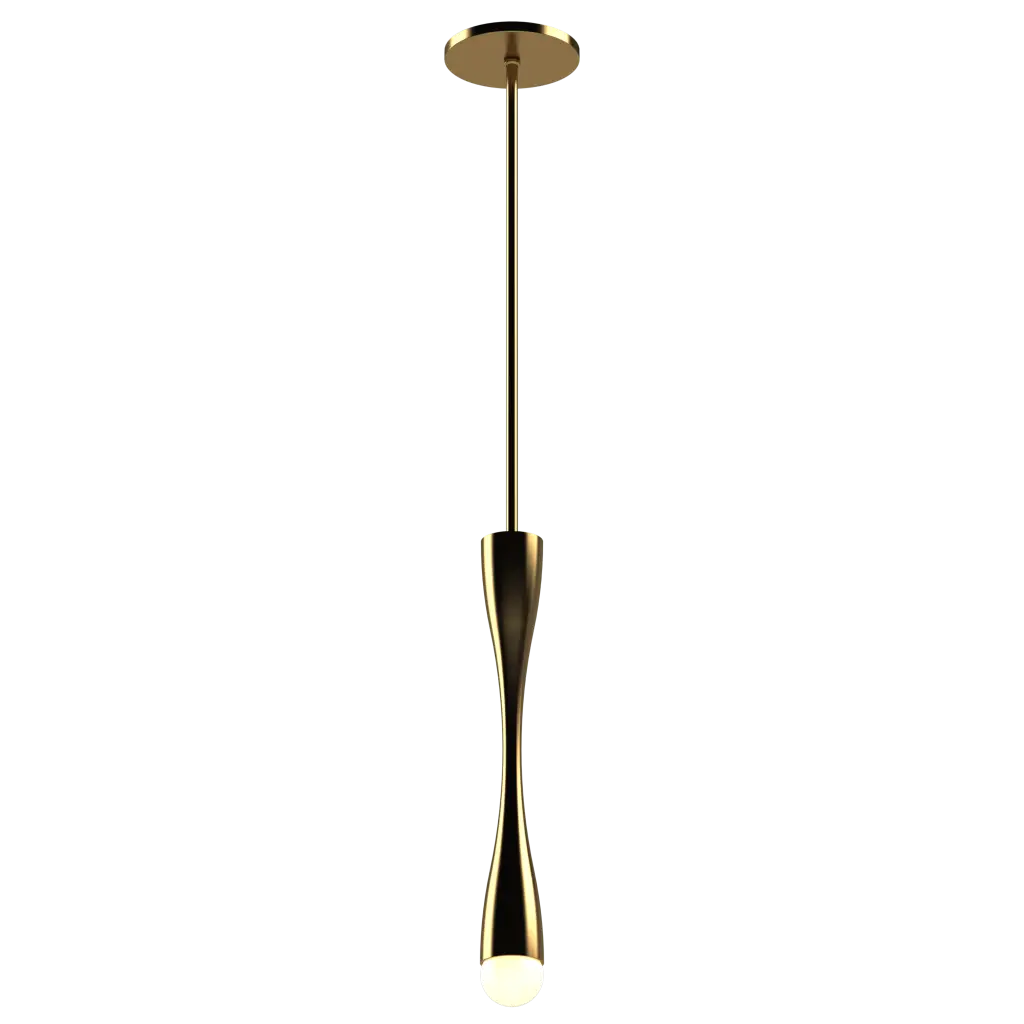 Gold pendant light on a white background