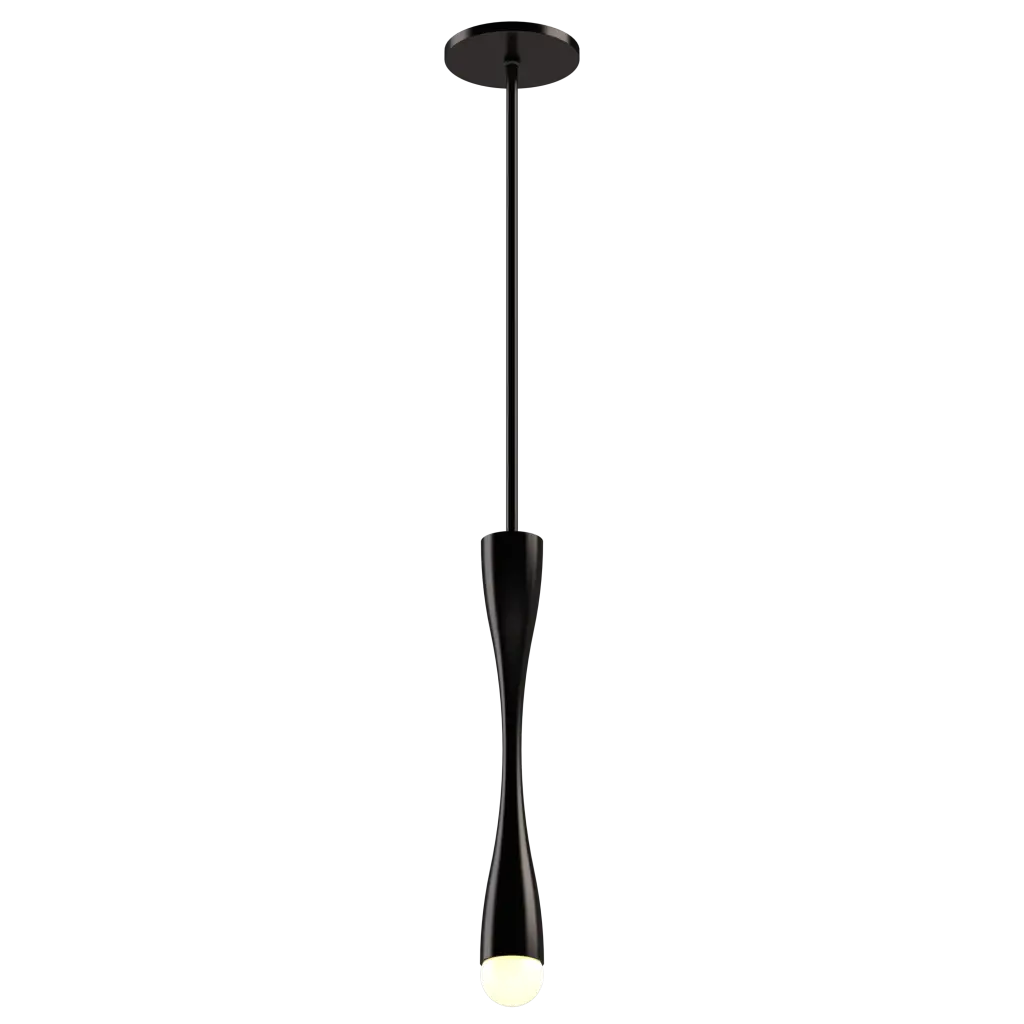 Black pendant light on a white background