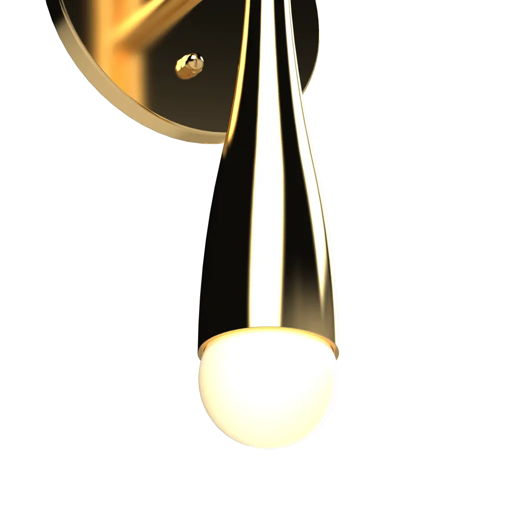Modern ceiling light fixture with gold and black design on a white background