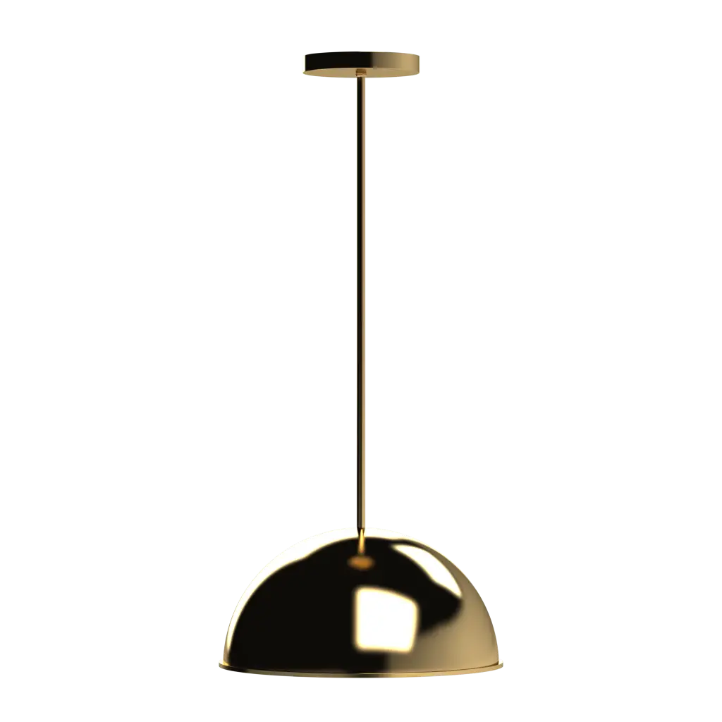 Gold pendant light on a white background