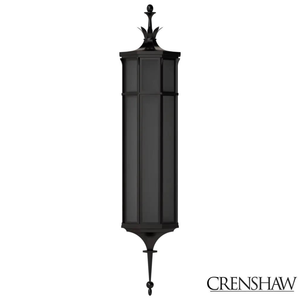 Black outdoor wall lantern on a white background
