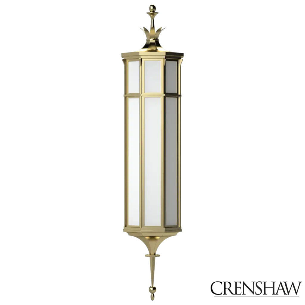 Decorative outdoor wall light fixture on a white background