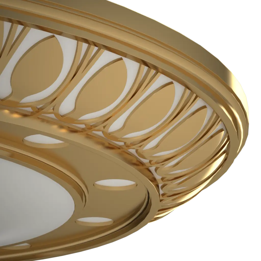 Close-up of a gold ring with intricate design on a white background
