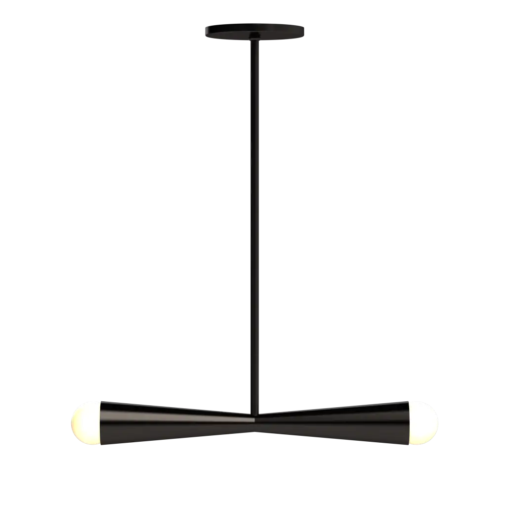 Modern black pendant light on a white background