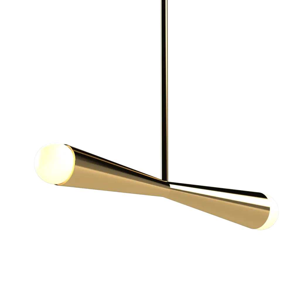 Gold pendant light on a white background