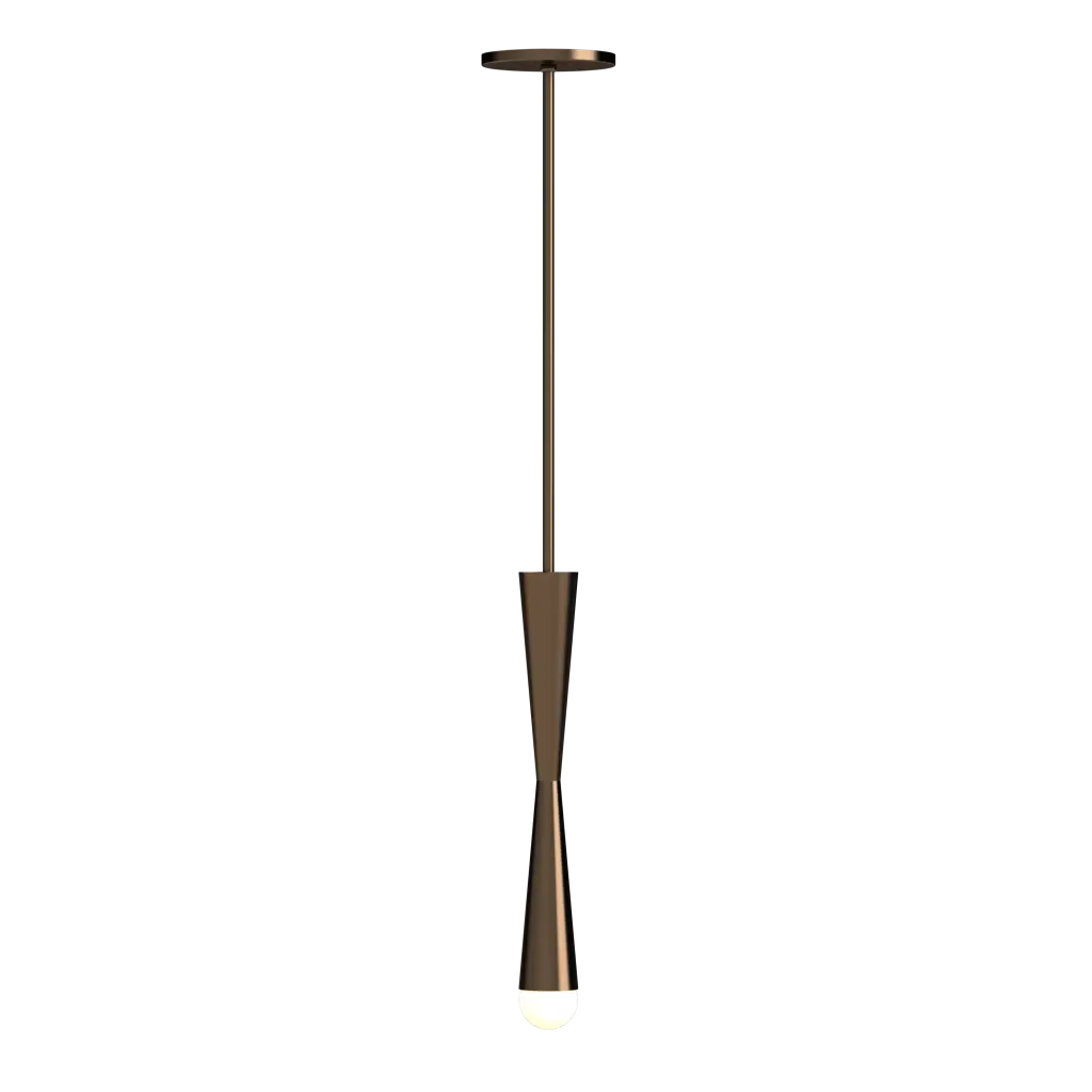 Bronze pendant light on a white background