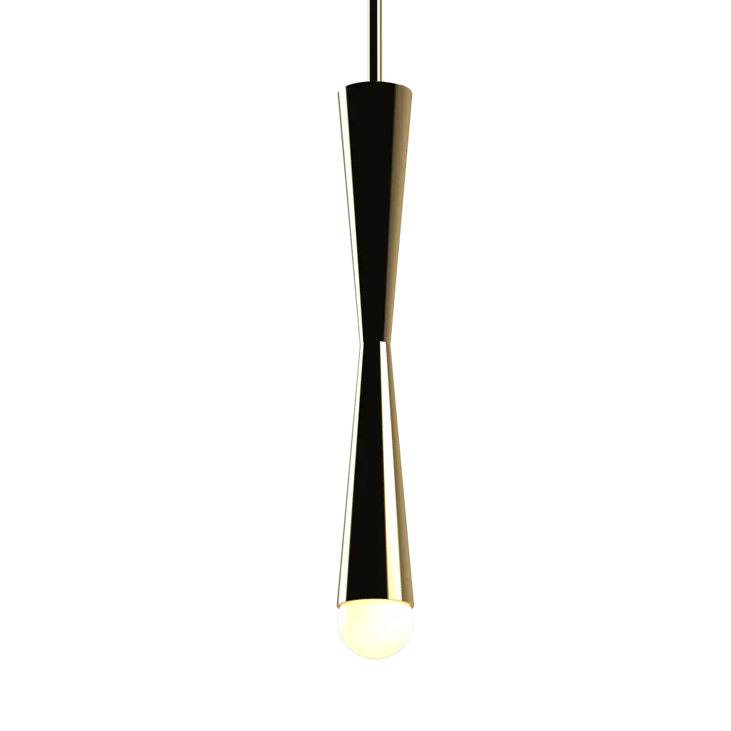 Modern pendant light with a cylindrical design on a white background