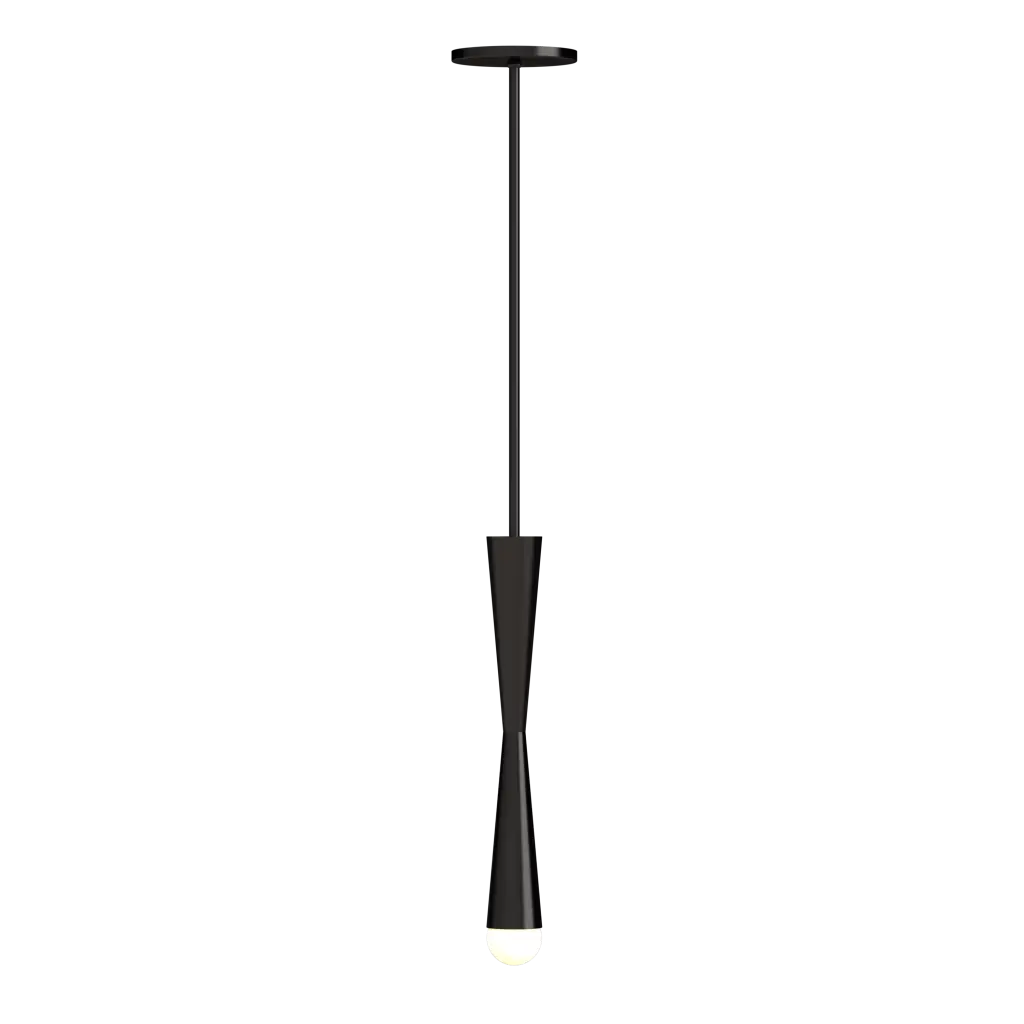 Black pendant light on a white background