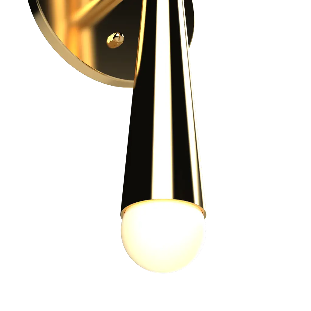 Modern ceiling light fixture with gold and black design on a white background