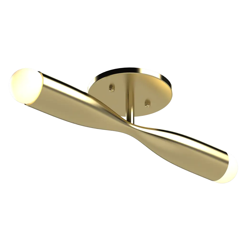 Gold ceiling light with a modern design on a white background