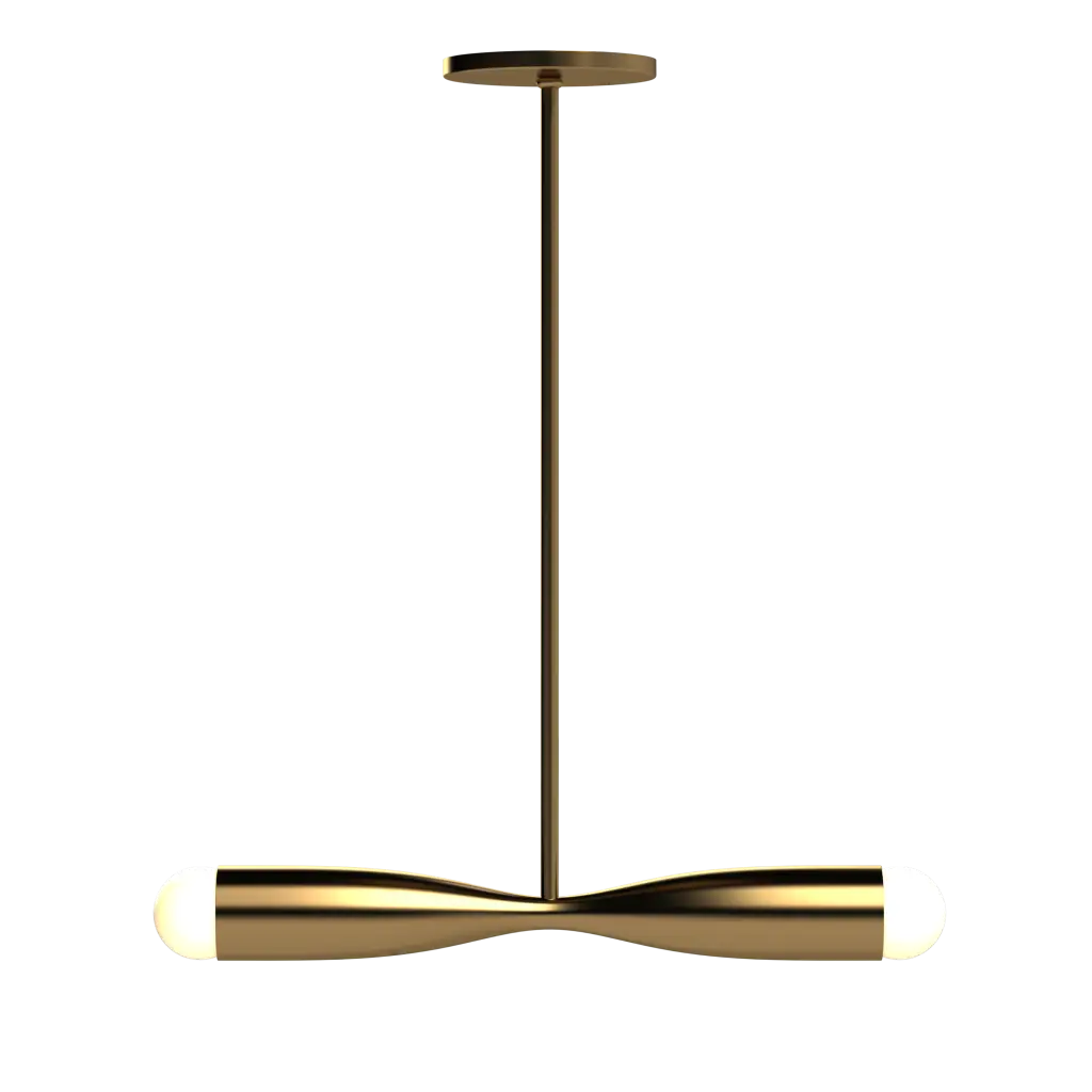 Gold pendant light fixture on a white background