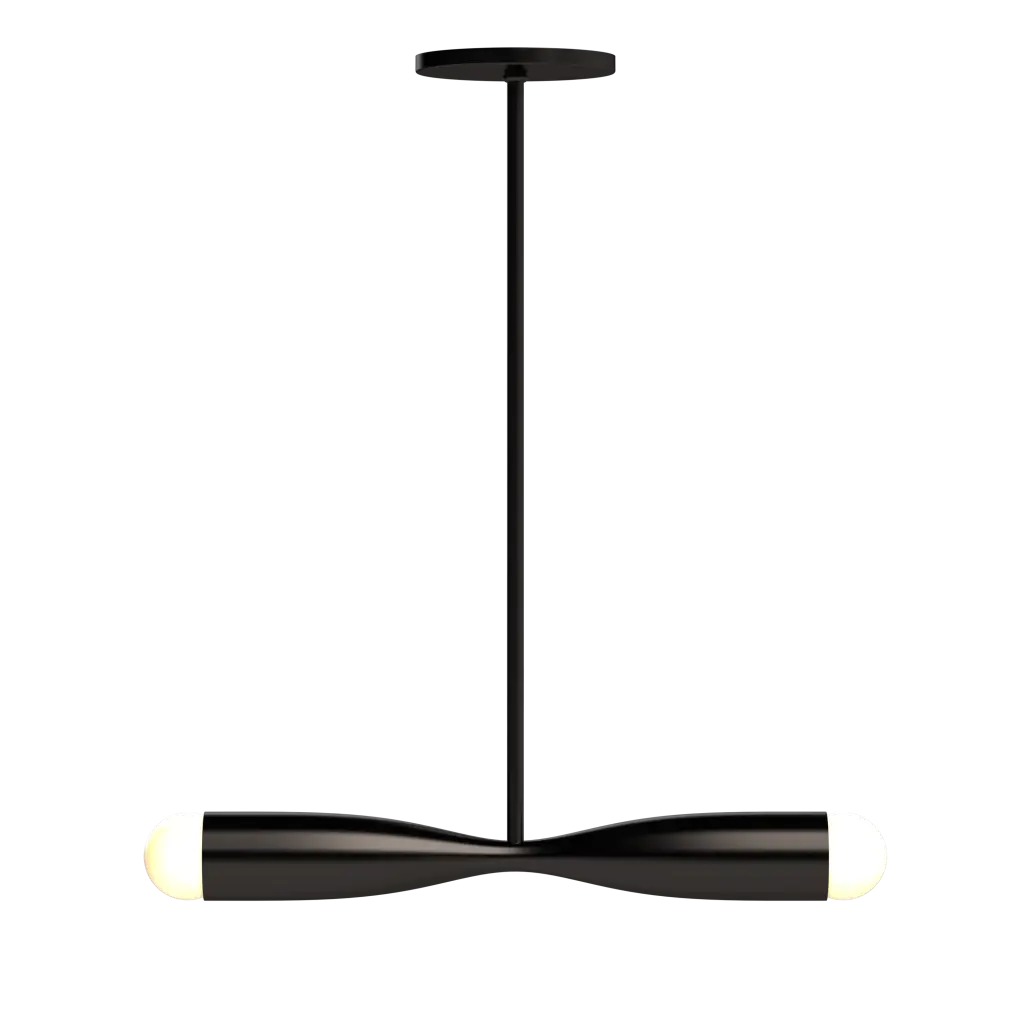 Modern black pendant light on a white background