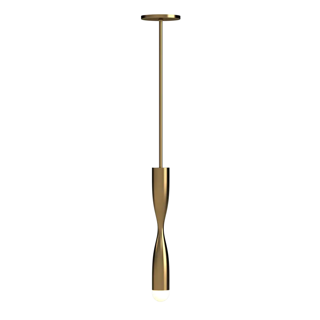 Gold pendant light on a white background