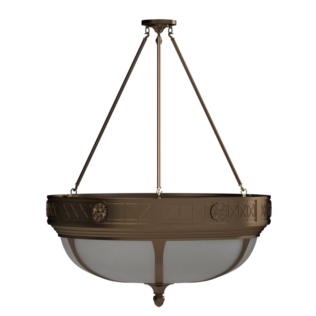 Bronze pendant light fixture on a white background