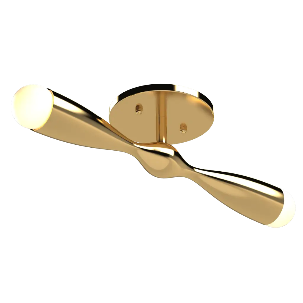 Gold ceiling light on a white background