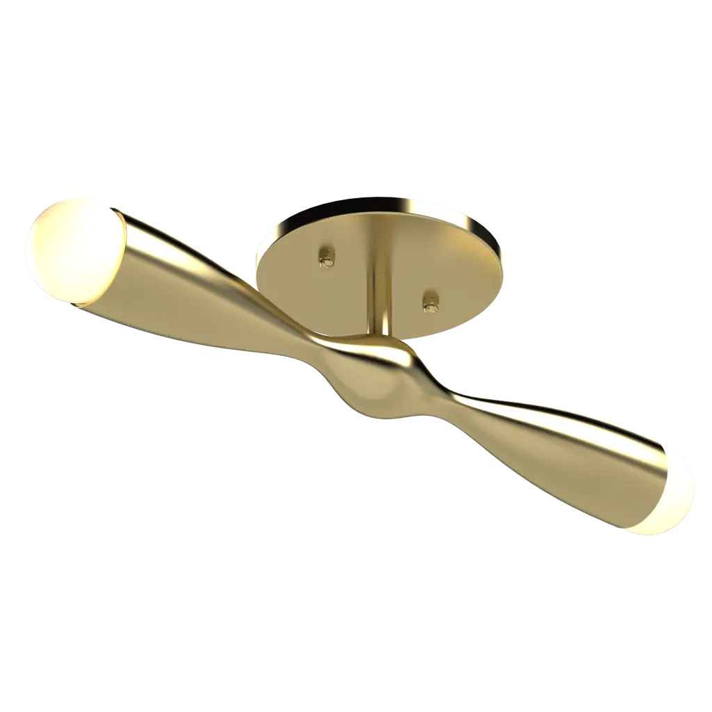 Gold ceiling light with a modern design on a white background