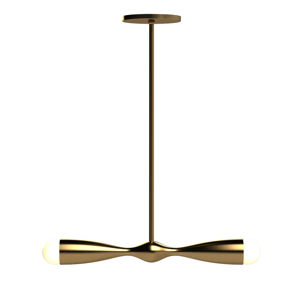 Gold pendant light fixture on a white background