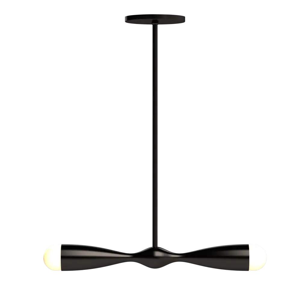 Modern black pendant light on a white background