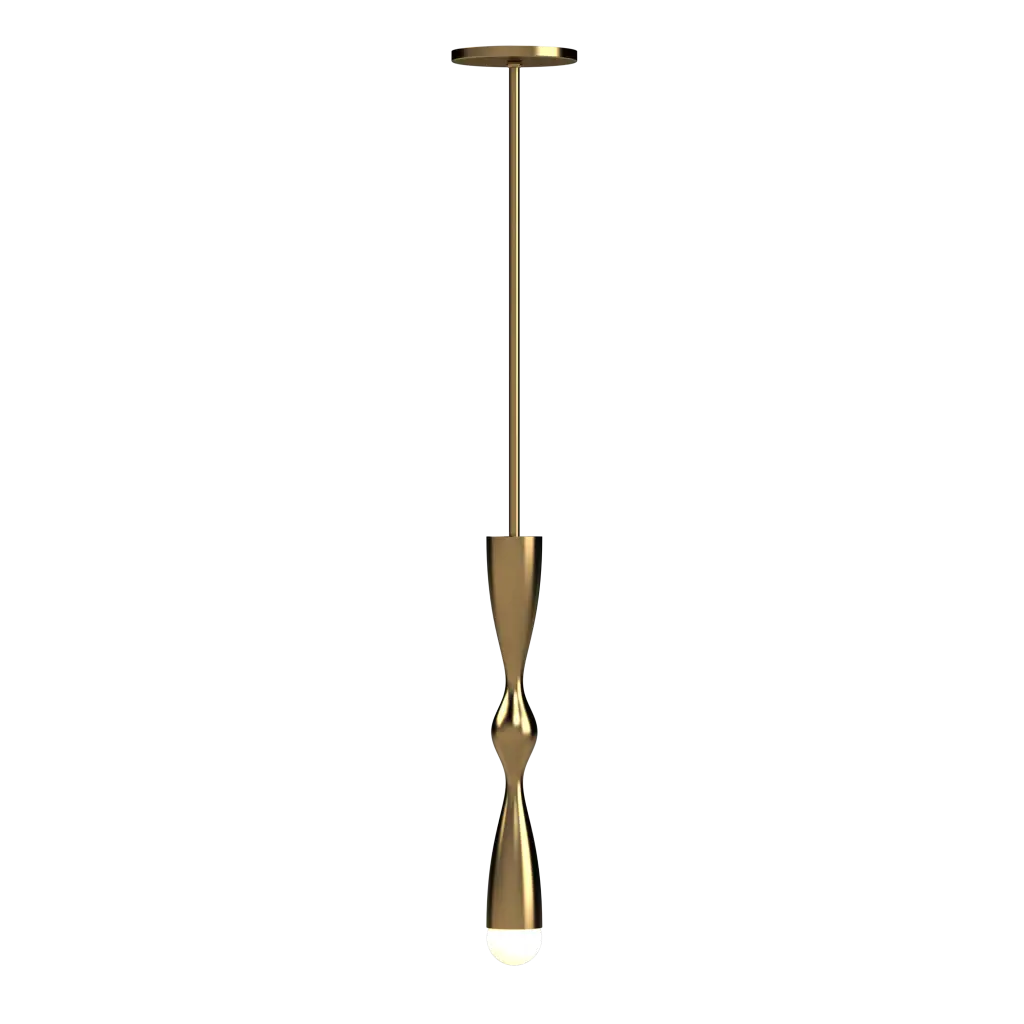 Gold pendant light fixture on a white background