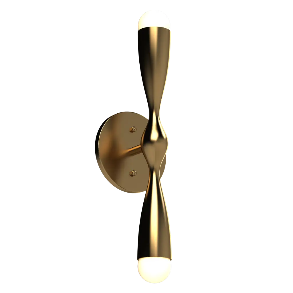 Gold wall sconce on a white background