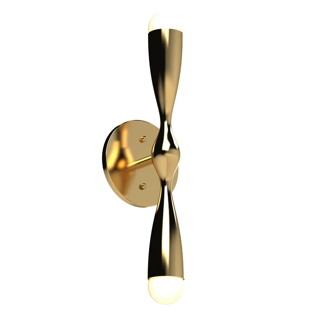 Gold wall sconce on a white background