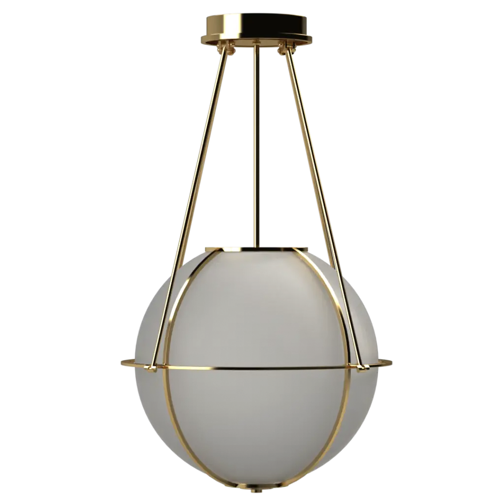 Modern pendant light with gold accents on a white background