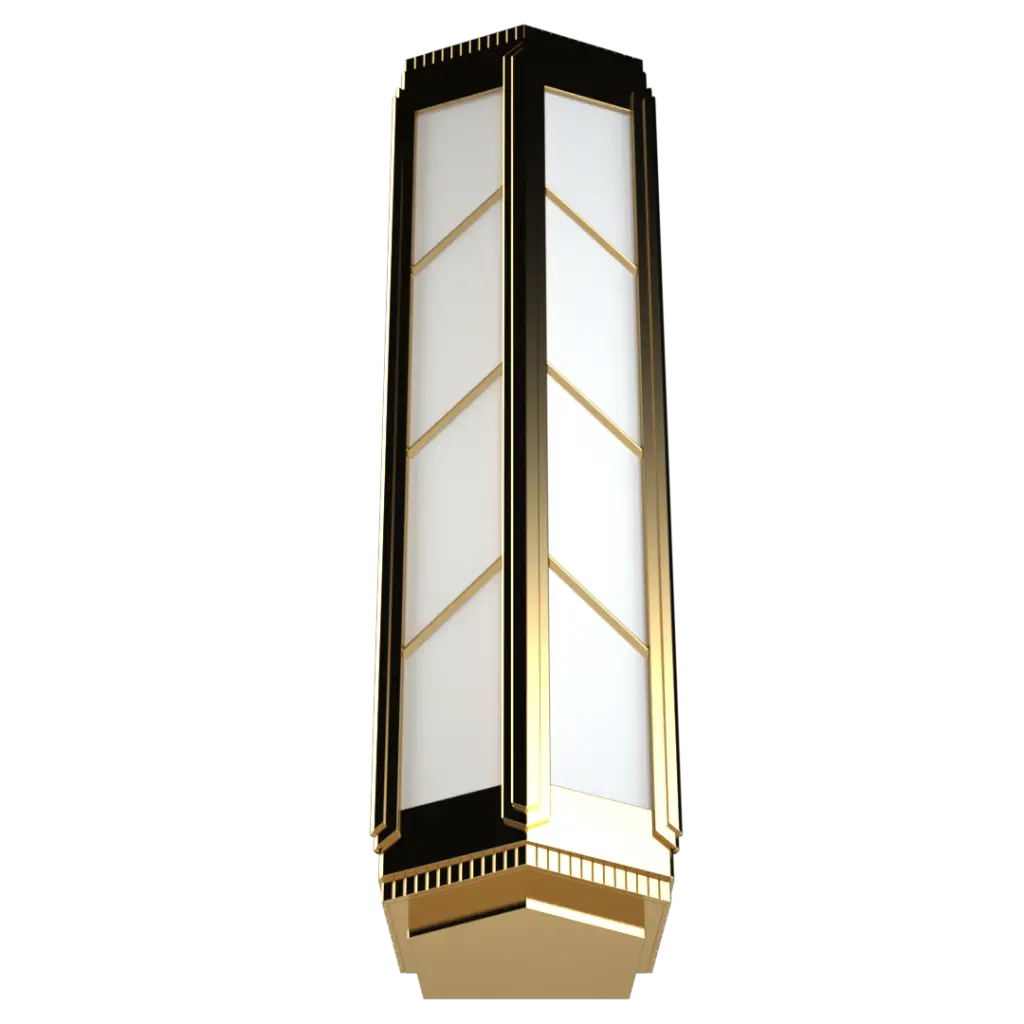 Decorative wall sconce with gold and black accents on a white background