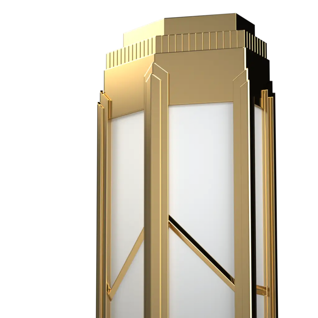 Decorative wall sconce with gold and black accents on a white background