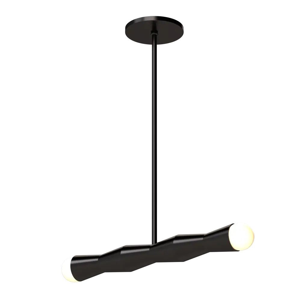 Modern black pendant light on a white background