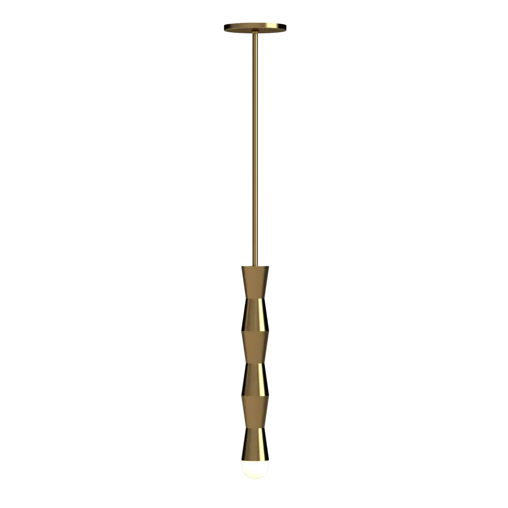 Gold pendant light fixture on a white background