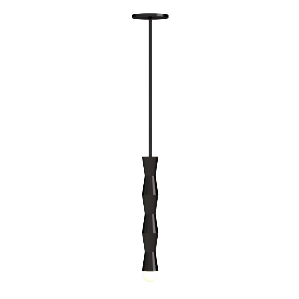 Black pendant light on a white background