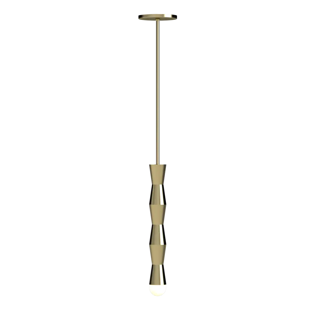 Gold pendant light fixture on a white background