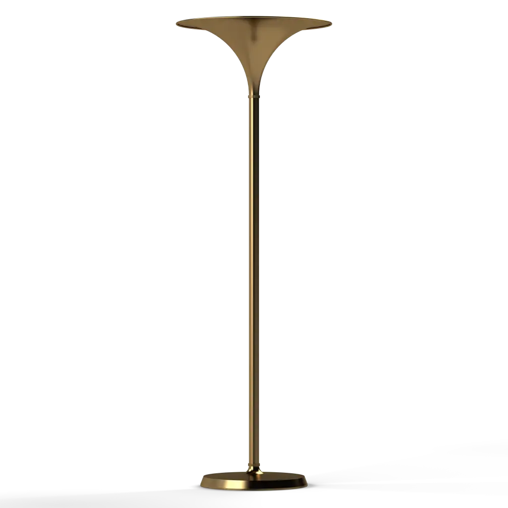 Brass floor lamp on a white background