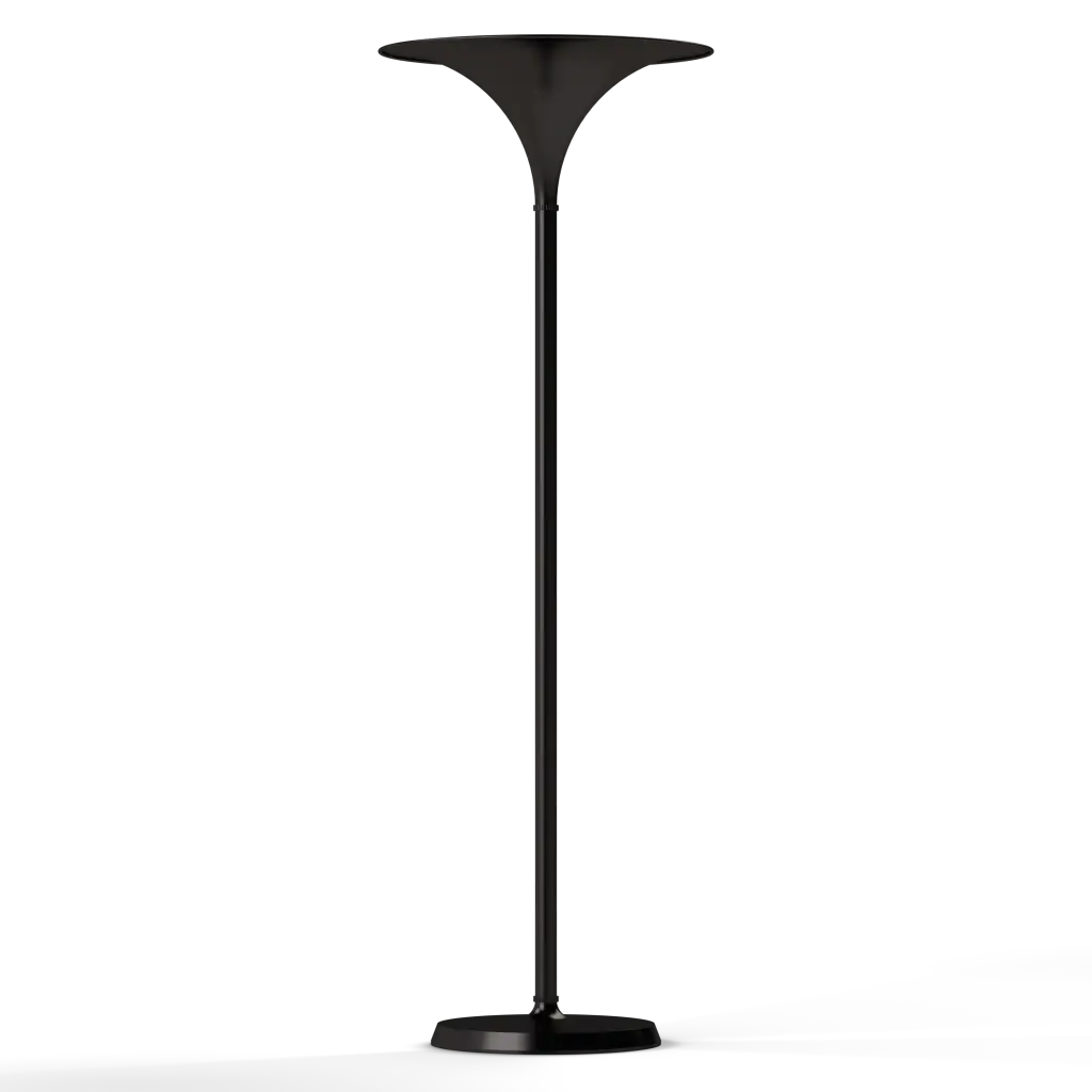 Black floor lamp on a white background