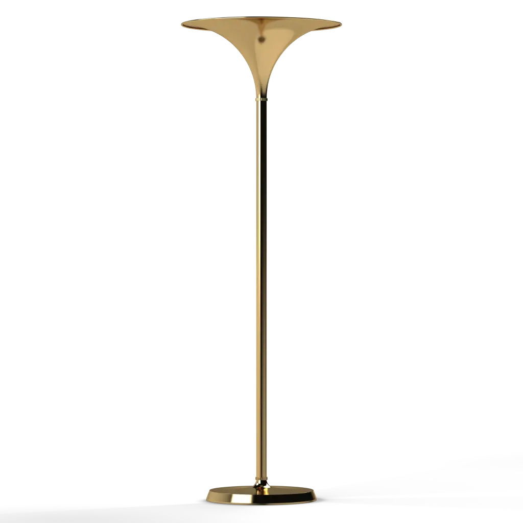 Gold floor lamp on a white background