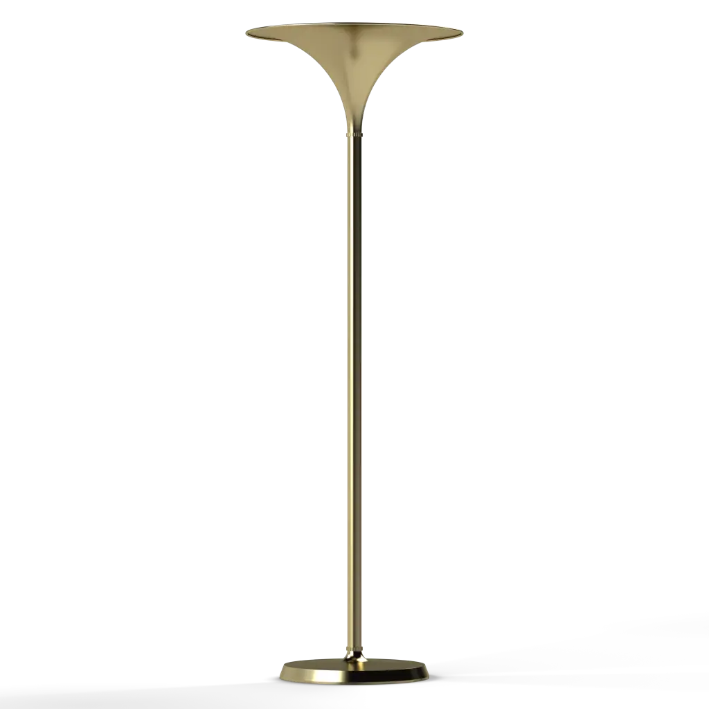Gold floor lamp on a white background
