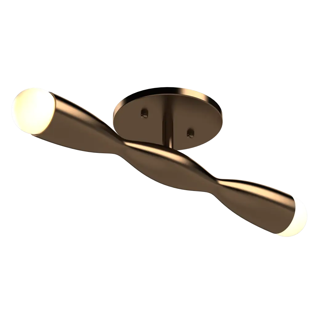 Bronze ceiling light with a modern design on a white background