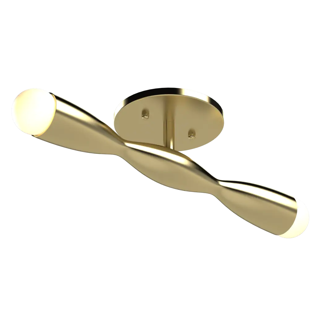 Gold ceiling light with a modern design on a white background