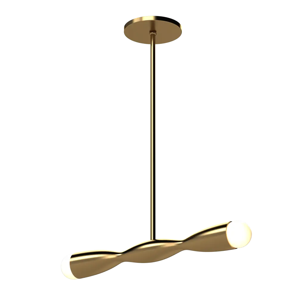 Gold pendant light fixture on a white background
