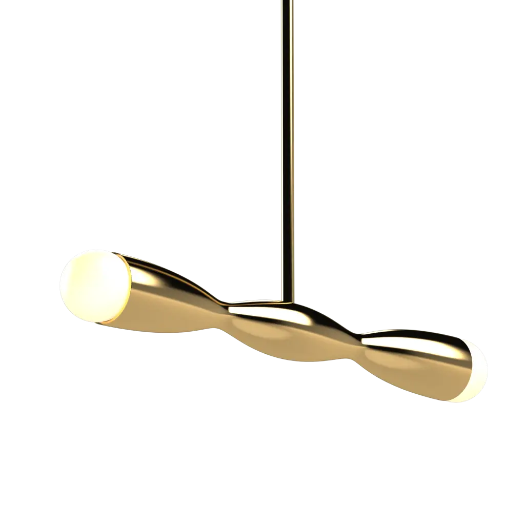Gold pendant light on a white background