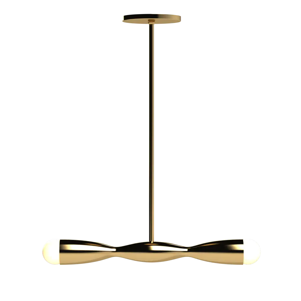 Gold pendant light fixture on a white background