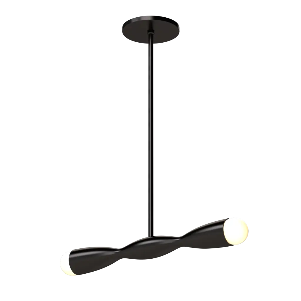 Modern black pendant light on a white background